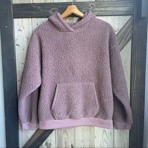 American Eagle purple sherpa fleece hoodie size medium
